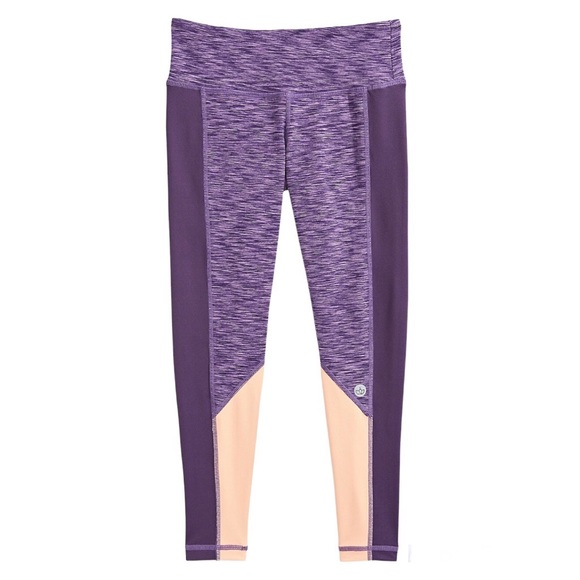 NWT Jill Yoga Little Girls sz 6 Colourblock Purple Leggings - Picture 4 of 11